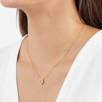 Grace 18ct Yellow Gold, White Topaz Round 0.10cttw Diamond Necklace