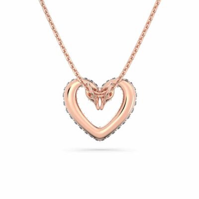 Rose Gold Coloured Una Pave Heart Crystal Pendant