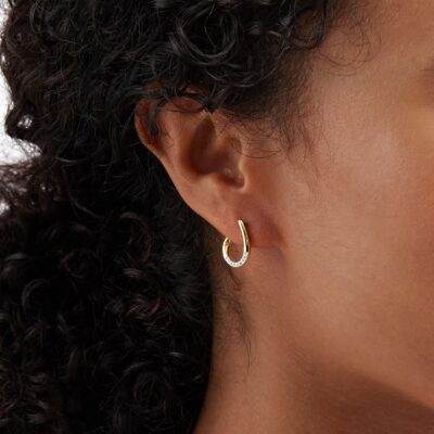 9ct Yellow Gold 0.10ct Diamond Tear Drop Hoop Earrings