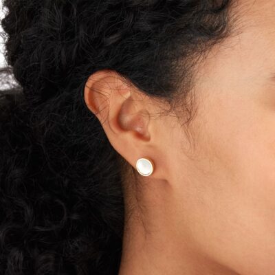 9ct Yellow Gold Mother Of Pearl Stud Earrings