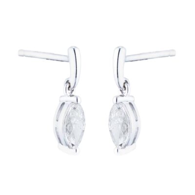 9ct White Gold 0.46cttw Marquise Diamond Drop Earrings